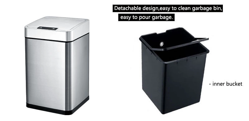 automatic garbage can include inner bucket, detachable design, easy to clean garbage bin, easy to pour garbage.